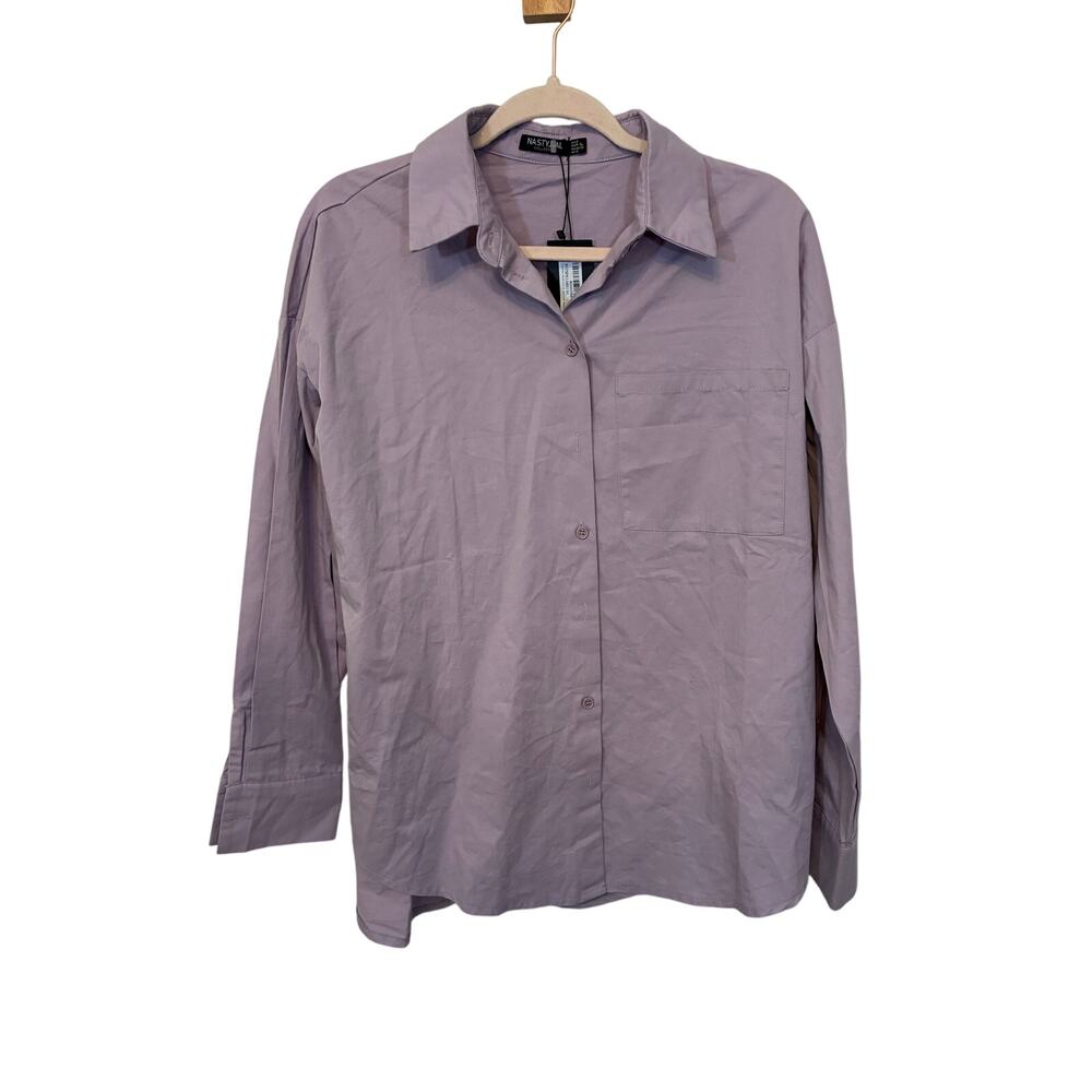 NWT Poplin Oversized Button Down Shirt Nasty Gal Prep School Country Club 2